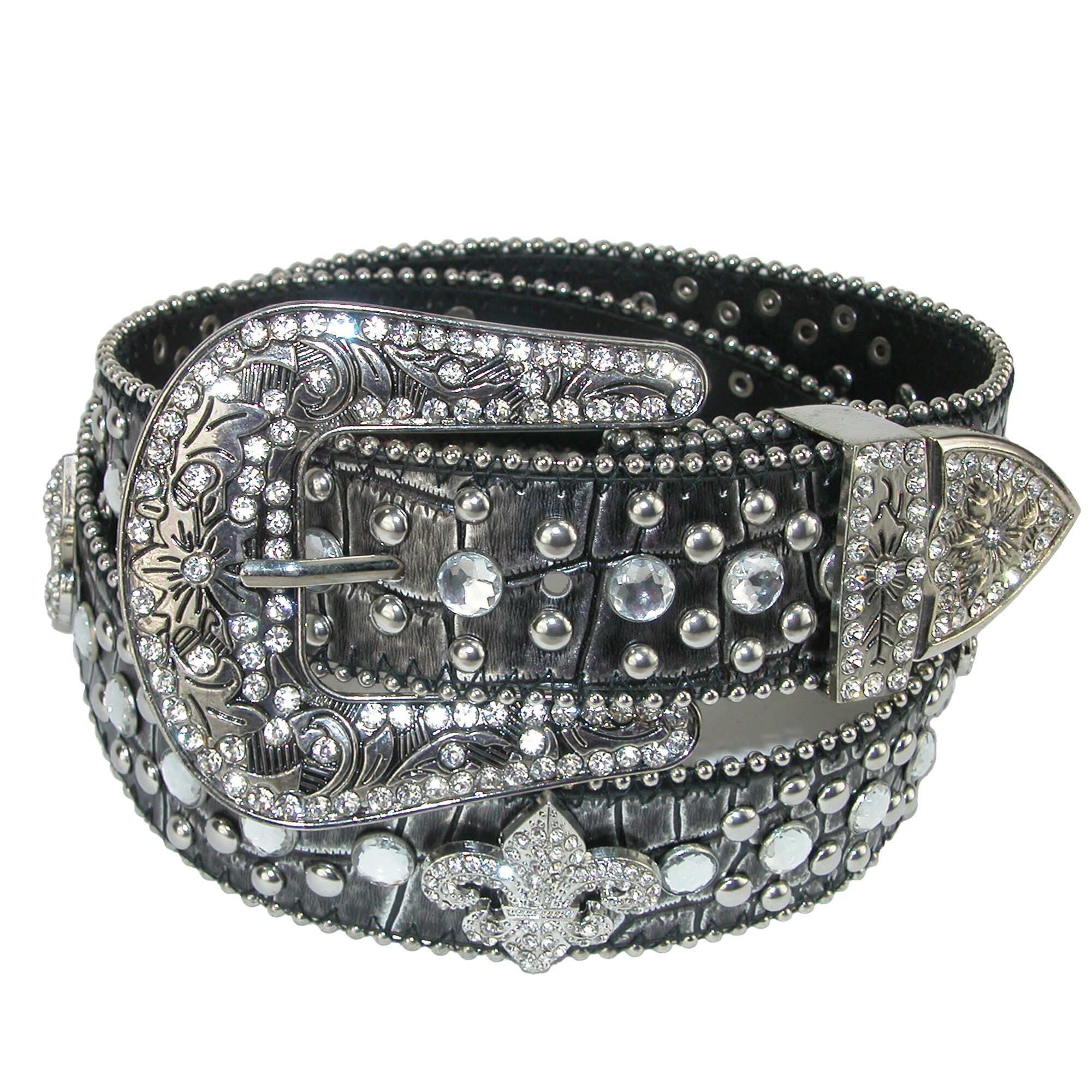 Fleur de Lis Studded Rhinestone Belt