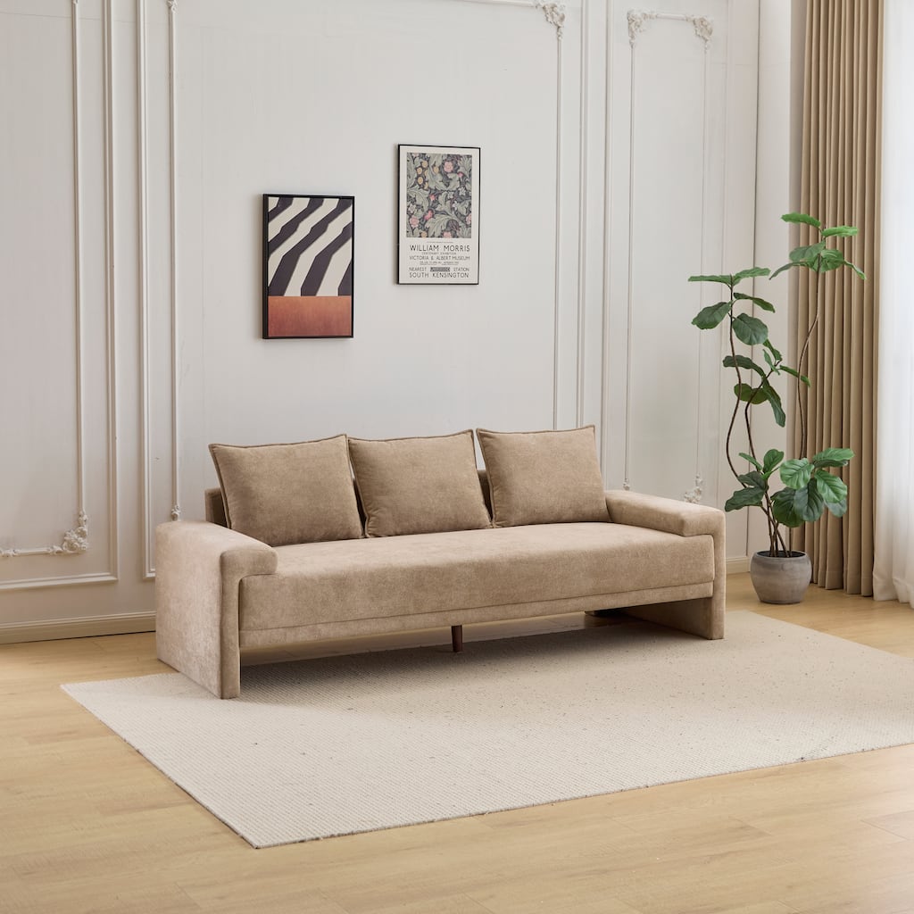 84.5" Modern 3-Seater Upholstered Velvet Sofa