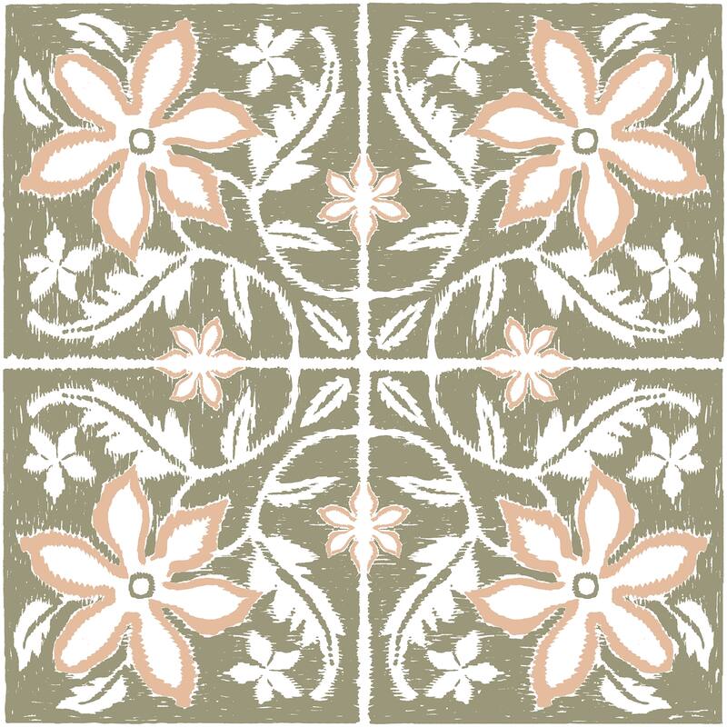 FloorPops Lillium Green Peel and Stick Floor Tiles