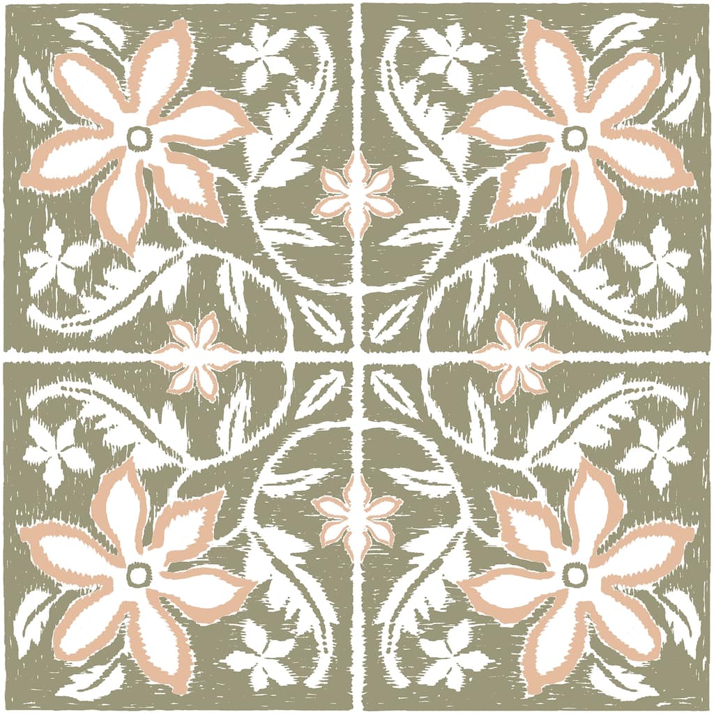 FloorPops Lillium Green Peel and Stick Floor Tiles