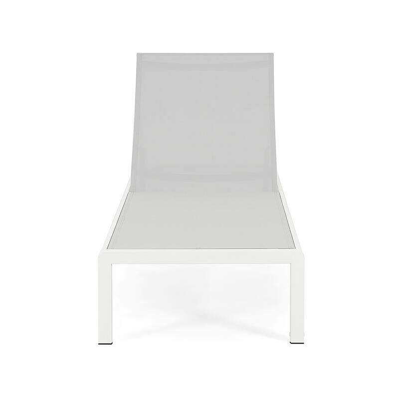 Roomfitters Outdoor Reclining Chaise Lounge Chairs, Set of 2, Adjustable Aluminum Frame, White