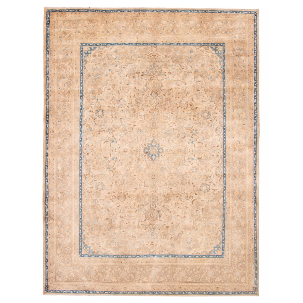 ECARPETGALLERY Hand-knotted Antalya Vintage Ivory Wool Rug - 9'8 x 12'11