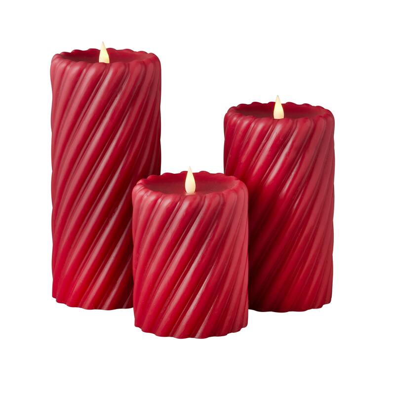 Swirl Motion Flameless Candle 4x6 Red