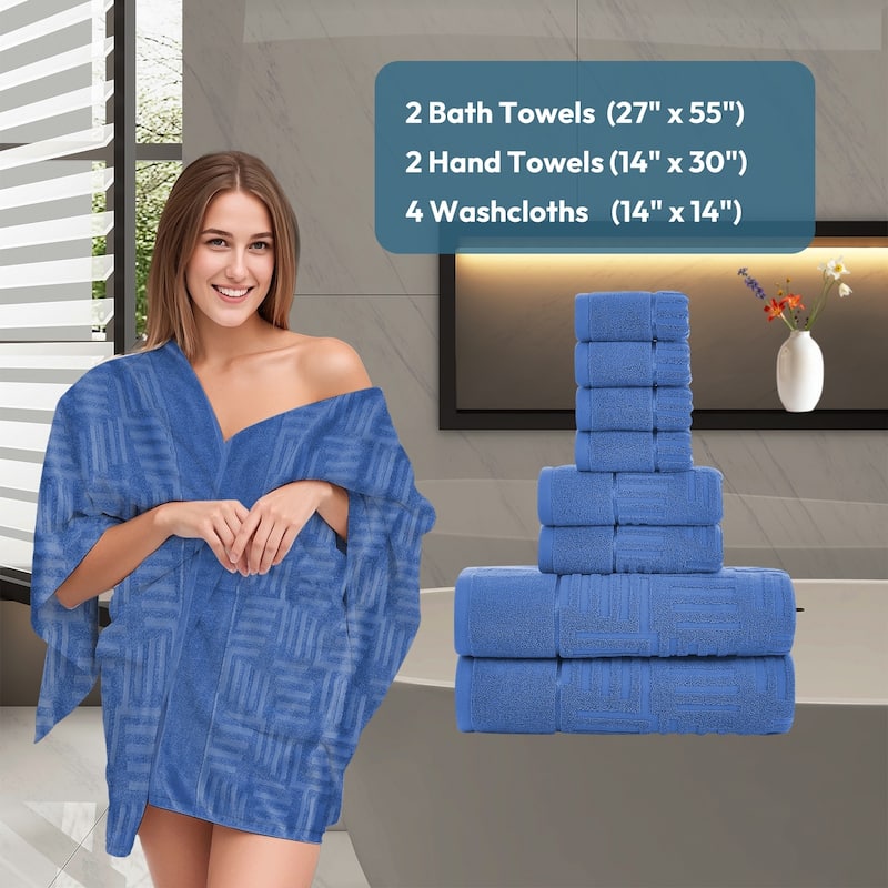 Luxury Jacquard 8 Piece Bath Towels Set