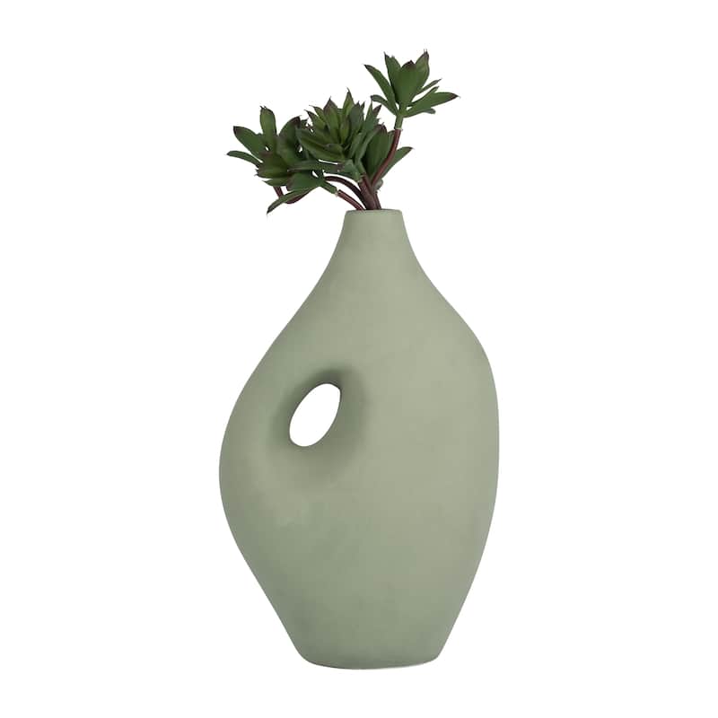 Sagebrook Home Ceramic 12" Nomadic Handle Vase, Novelty, 12"H, Solid