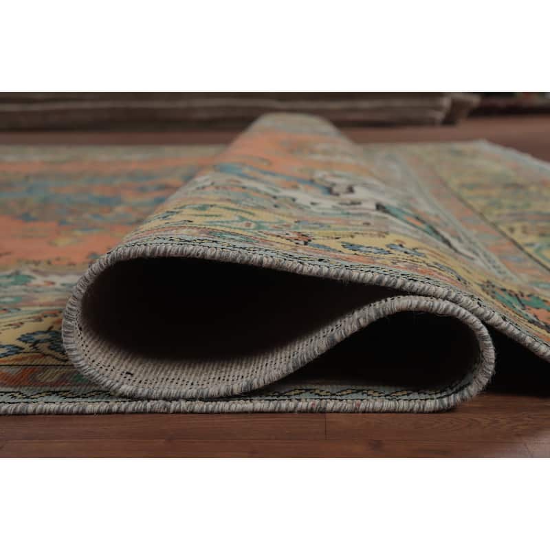 Hand Knotted Oriental 100% Wool Carpet Traditional Geometric Coral Tabriz Area Rug - 12' 7'' X 9' 7''