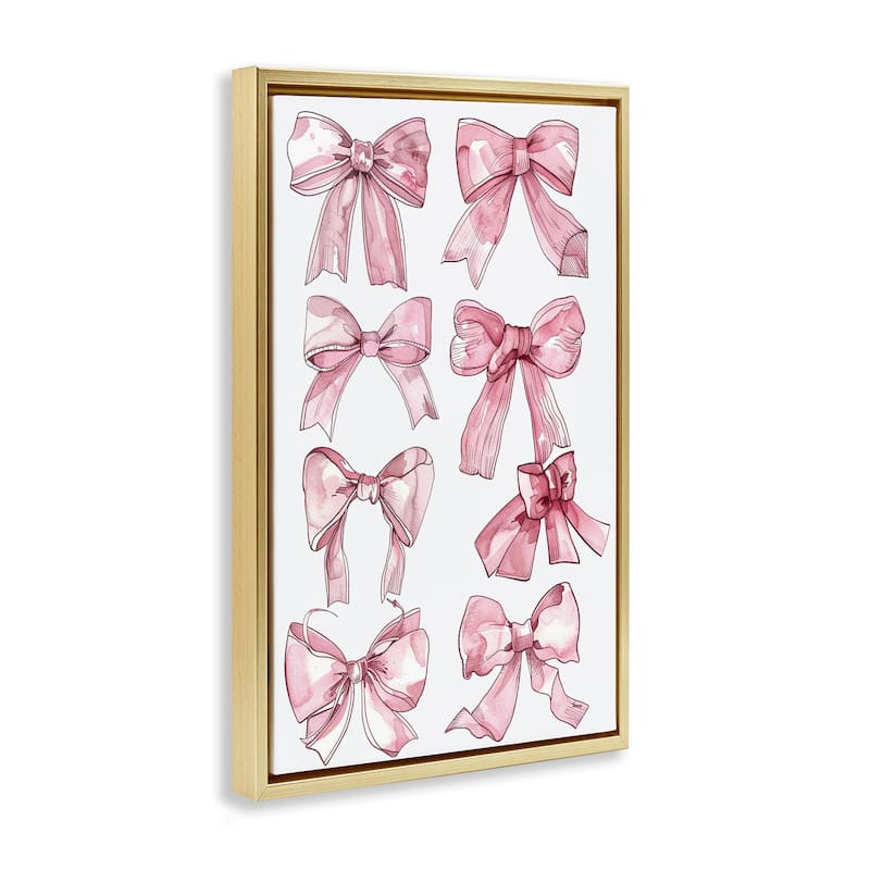 Stupell Various Ribbons in Pink Framed Floater Canvas Wall Art Design By LSR Design Studio