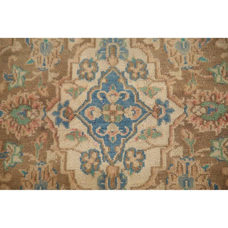 Hand Knotted Oriental 100% Wool Carpet Traditional Floral Oranges & Rust Mashad Area Rug - 9' 6'' X 6' 3''