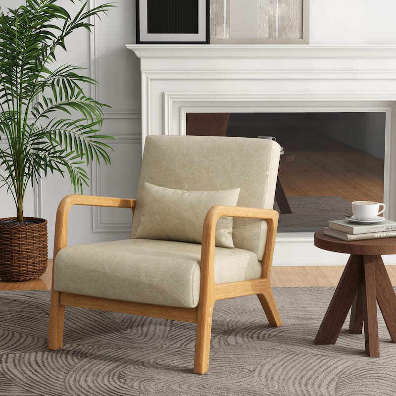 Mid Century Modern Upholstered Accent Chair with Pillow