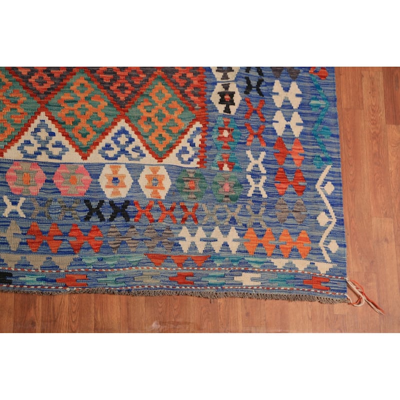 Reversable Kilim Oriental Area Rug Flatweave Wool Carpet - 10'2"x 12'11"