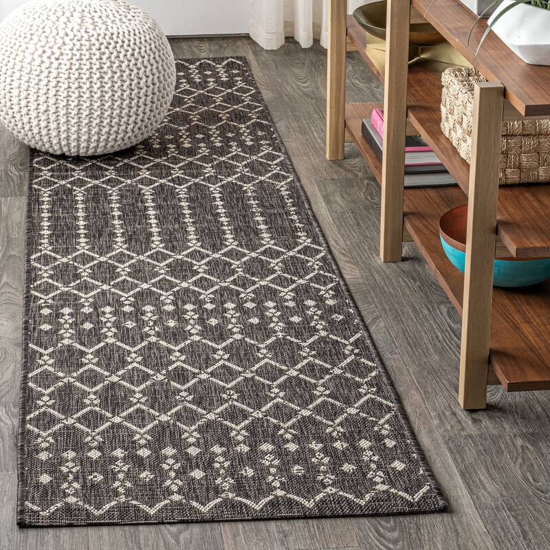 JONATHAN Y Trebol Moroccan Geometric Textured Weave Indoor/Outdoor Area Rug