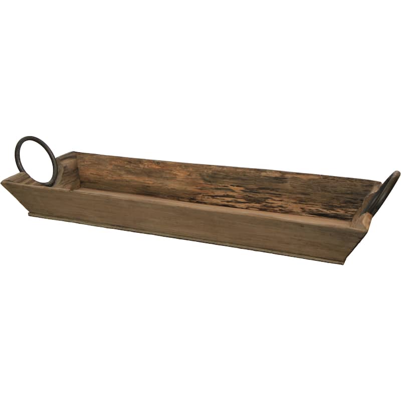 Wooden With Round Metal Handles Tray