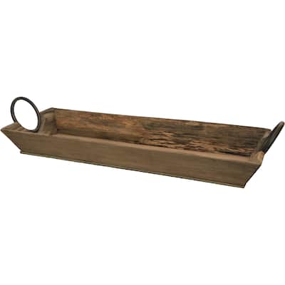 Wooden With Round Metal Handles Tray