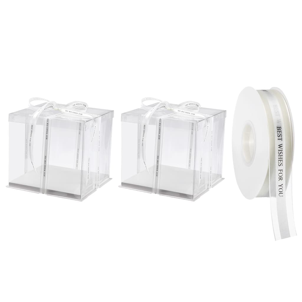 Clear Cake Box with Ribbon, 2Pcs 10"x10"x10" for 8 Inch Cake Packing - White