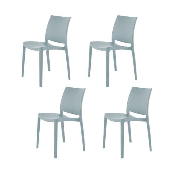 slide 27 of 38, Sensilla Resin All-Weather Stackable Dining Chair (Set of 4) Light Blue