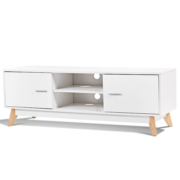 Entertainment Center Console Cabinet TV Stand with 2 Doors. Opens flyout.