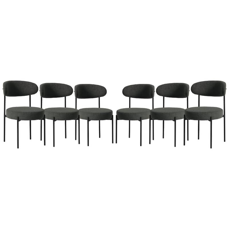 Bayville Mid-Century Curved Back Fabric Upholstered Metal Dining Chair (Set of 6)