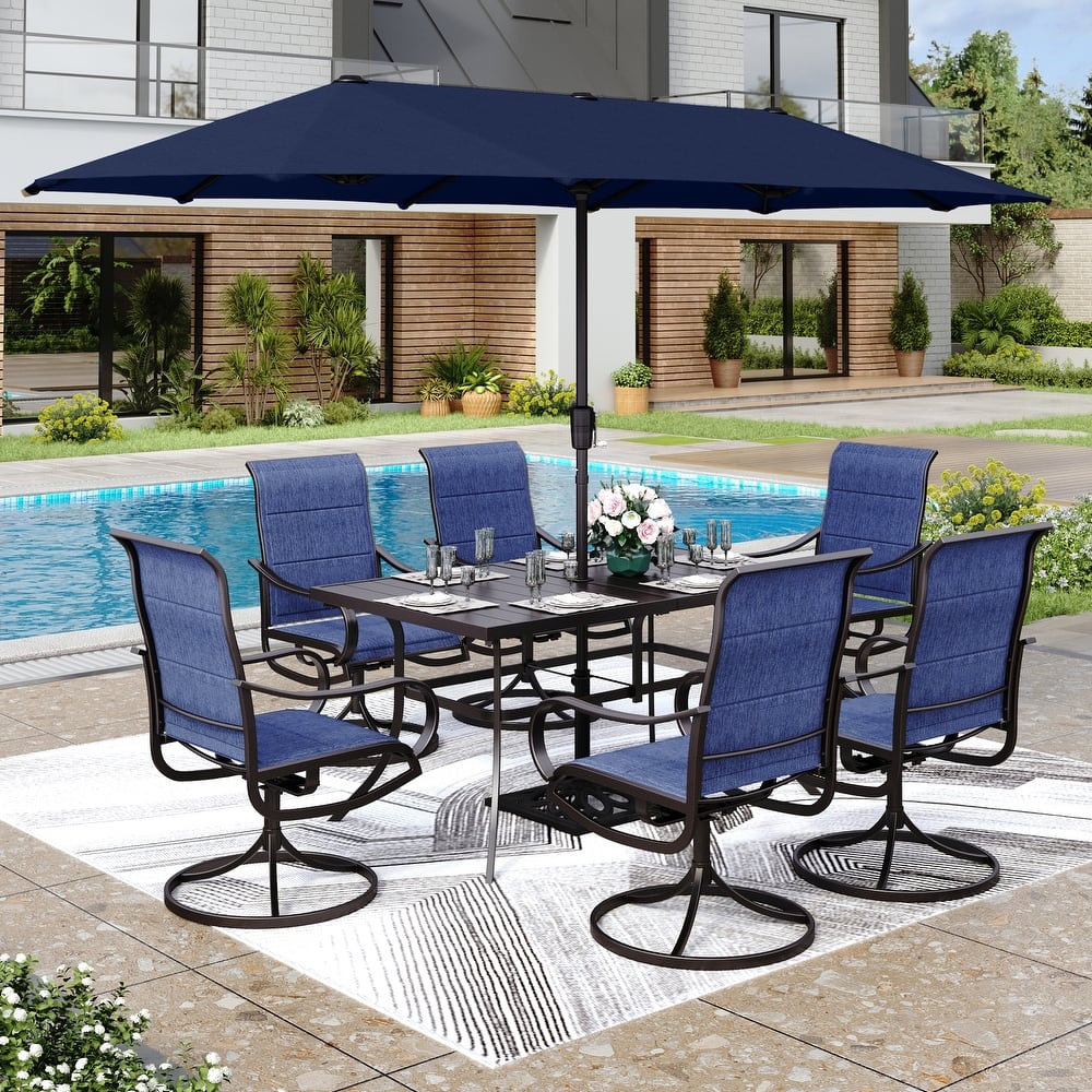 MAISON ARTS 8 PCS Patio Dining Set with 13ft Patio Umbrella