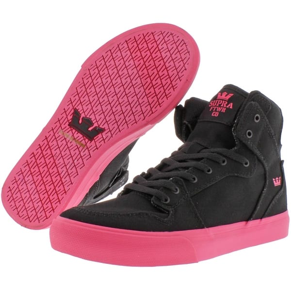 Supra Girls Vaider Skateboarding Shoes Canvas High Top Black Hot Pink Overstock 3477