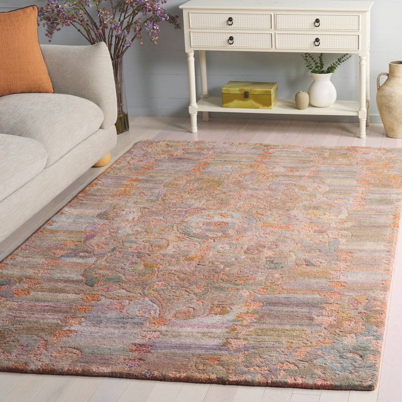 SAFAVIEH Handmade Marquee Cassia Rug - Rust/Green - 6' Square