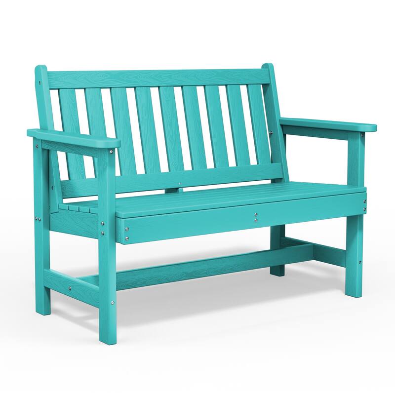 Outdoor 2-Person Garden Bench 42.92-in W x 35.83-in H - Peacock Blue