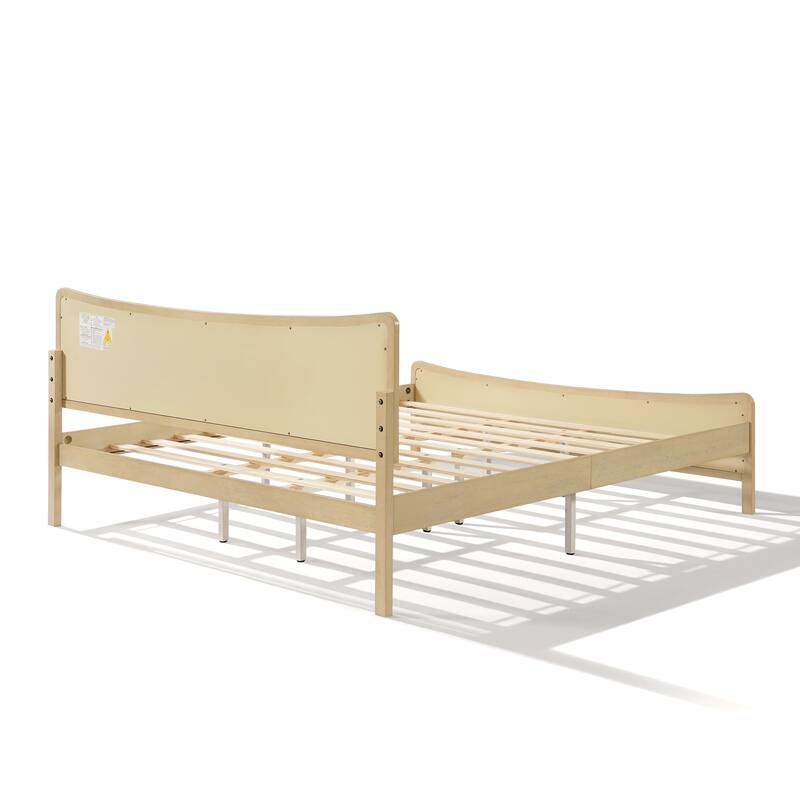 Christopher Knight Home- Celestine Curved Rubberwood Bed Frame with Rattan Headboard