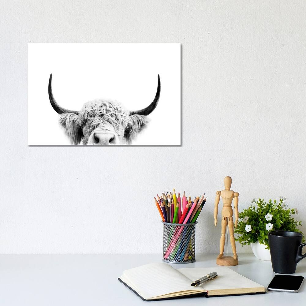 iCanvas "Peeking Cow In Black & White" by Sisi & Seb Canvas Print