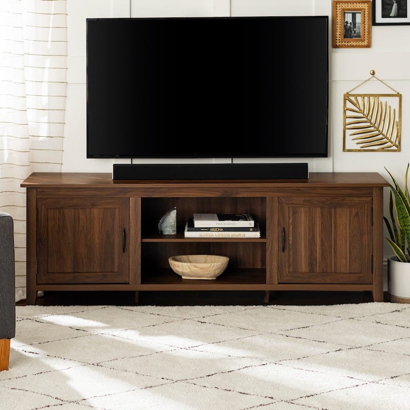 Chic 70" Modern Farmhouse TV Stand with Grooved Doors - Fits TVs Up to 85" for Your Living Room