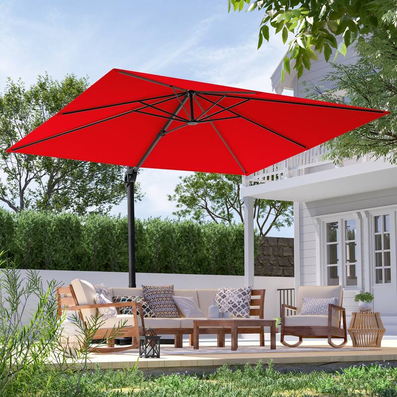 LIVOOSUN 10x8FT Rectangle Cantilever Umbrella Patio Offset Umbrella For Outdoor Space, Solution-Dyed Fabric, 360° Rotation