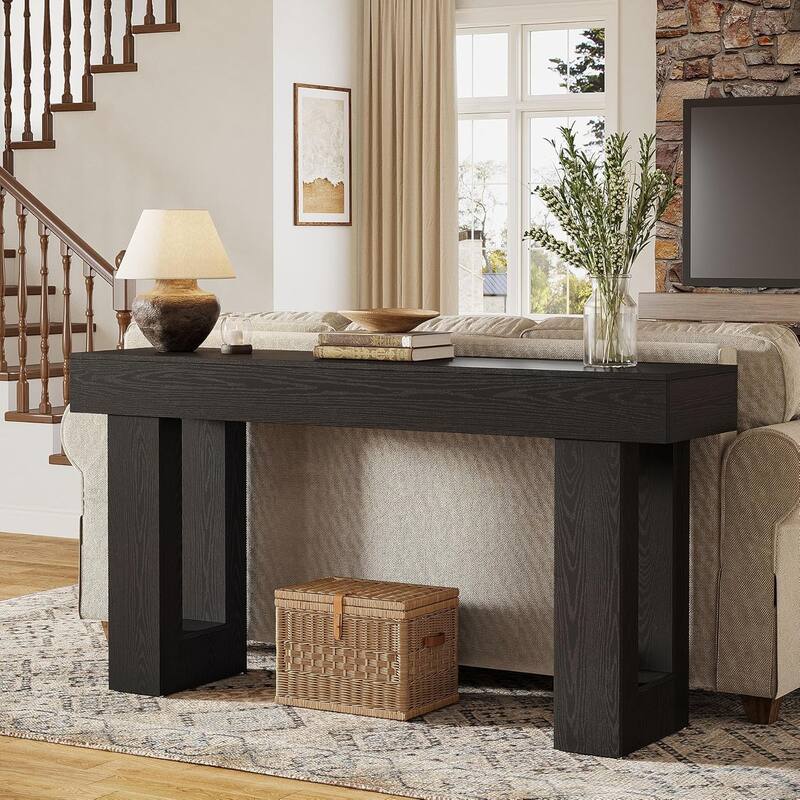 63" Wooden Console Table, Rectangular Sofa Table for Behind Couch, Entryway, HallwayLiving Room