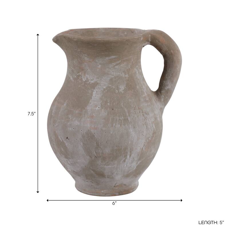 Rustic Pottery Table Jug Vase with Handles - 8"