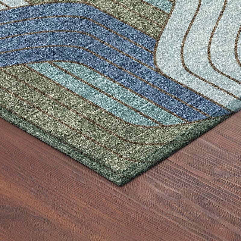 Machine Washable Indoor/ Outdoor Modern Pathway Chantille Rug