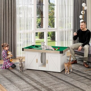 Mini Cat Pool Table Moasis Cat Litter Box Enclosure Hidden Furniture with Cat Pool Table ...