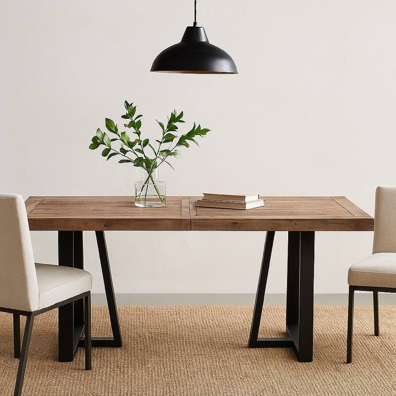 Wood And Metal Rectangular Dining Table Brown And Black