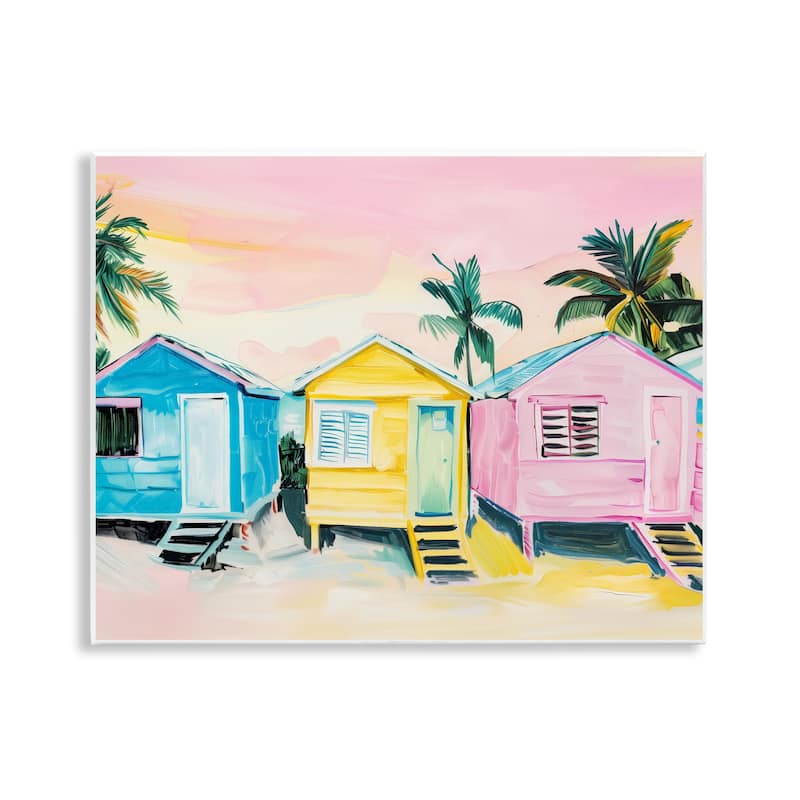 Stupell Pastel Tropical Beach Cabins Wall Plaque Art Design By Arlington Prints - 14 x 11