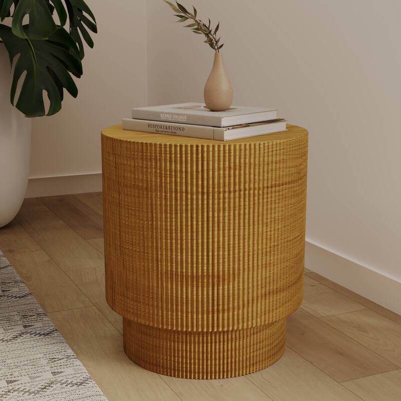 Eden 14-Inch Wide Round Side Table in Fiberstone Accent End Table for Indoor and Outdoor