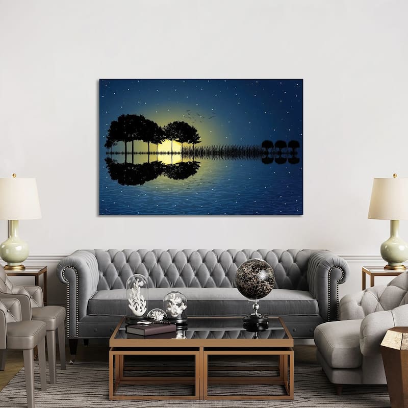 iCanvas "Guitar Island Moonlight" by psychoshadow Canvas Print