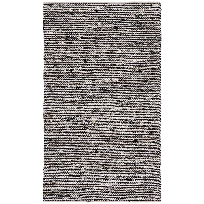 SAFAVIEH Handmade Natura Mayke Wool & Cotton Rug - 6' Square - Black/Ivory - Square