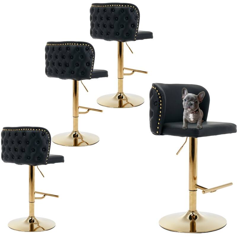 Modern Upholstered Swivel Adjusatble Height Leather Barstools Set of 6