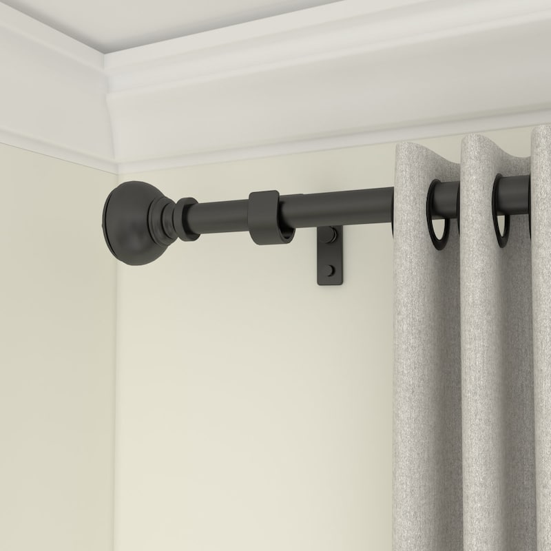 Acroma Black Steel Adjustable Single Elengant Curtain Rod