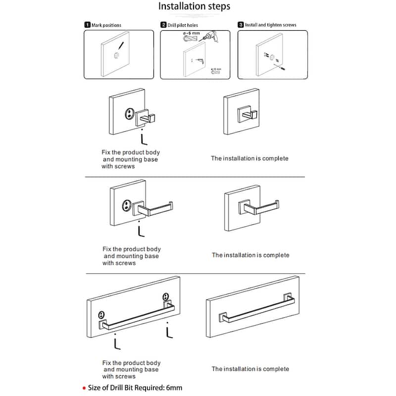 AITINKAN 4-Piece Bath Hardware Set Square Towel Holder Set