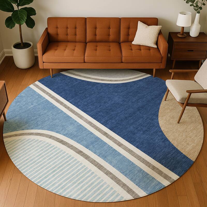 Machine Washable Indoor/ Outdoor Contemporary Keely Chantille Rug