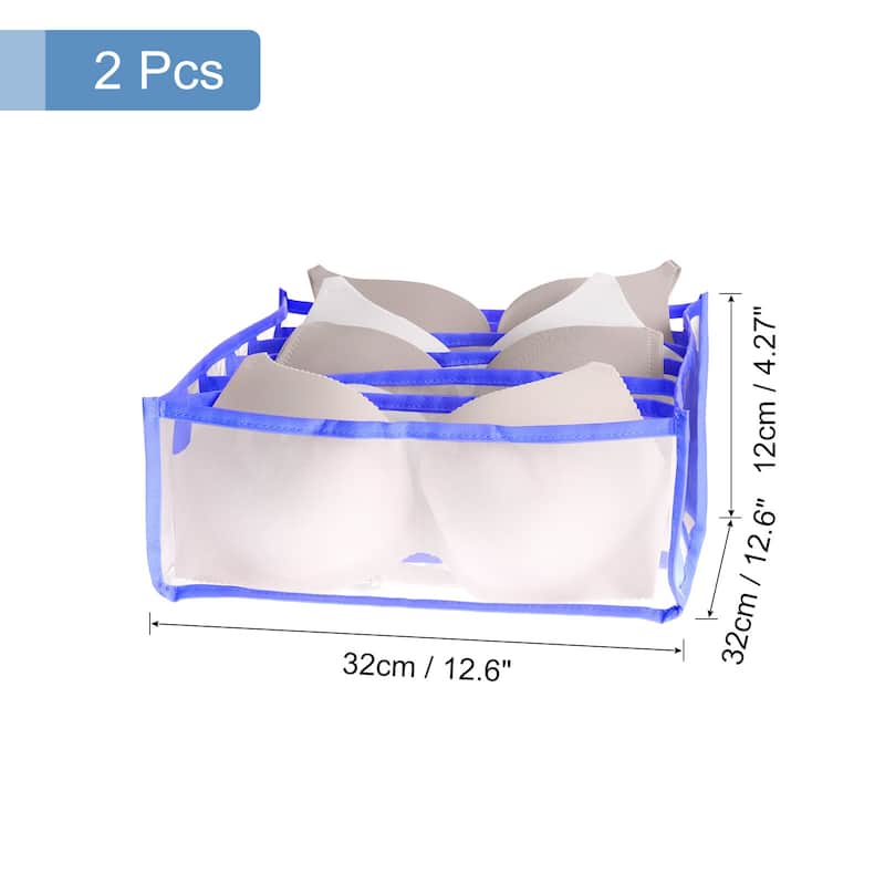 2pcs Underwear Drawer Organizer, Foldable Underwear Sock Storage Box - Blue