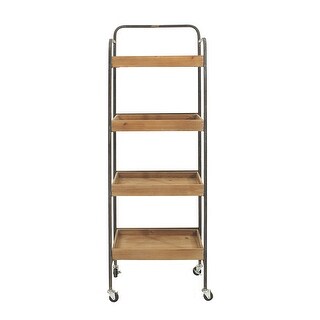 Metal & Wood 4 Tier Rack on Caster Wheels - Bed Bath & Beyond - 35287957