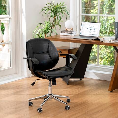 Glitzhome 38"H Leatherette Adjustable Swivel Desk or Task Chair
