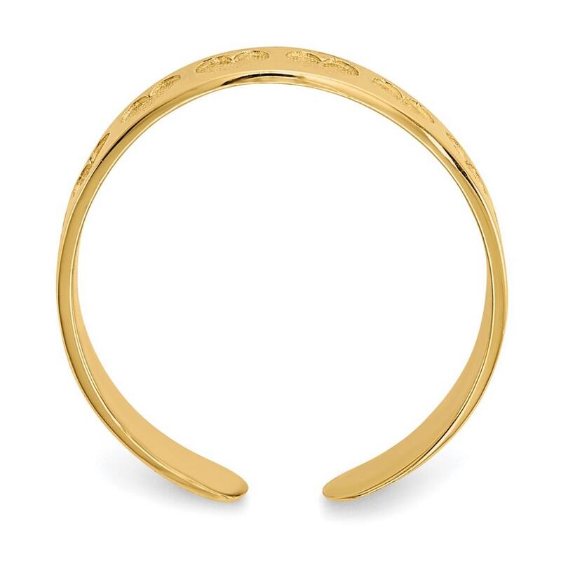 Curata Womens Adjustable Solid 14 karat Yellow Gold Heart Toe Ring