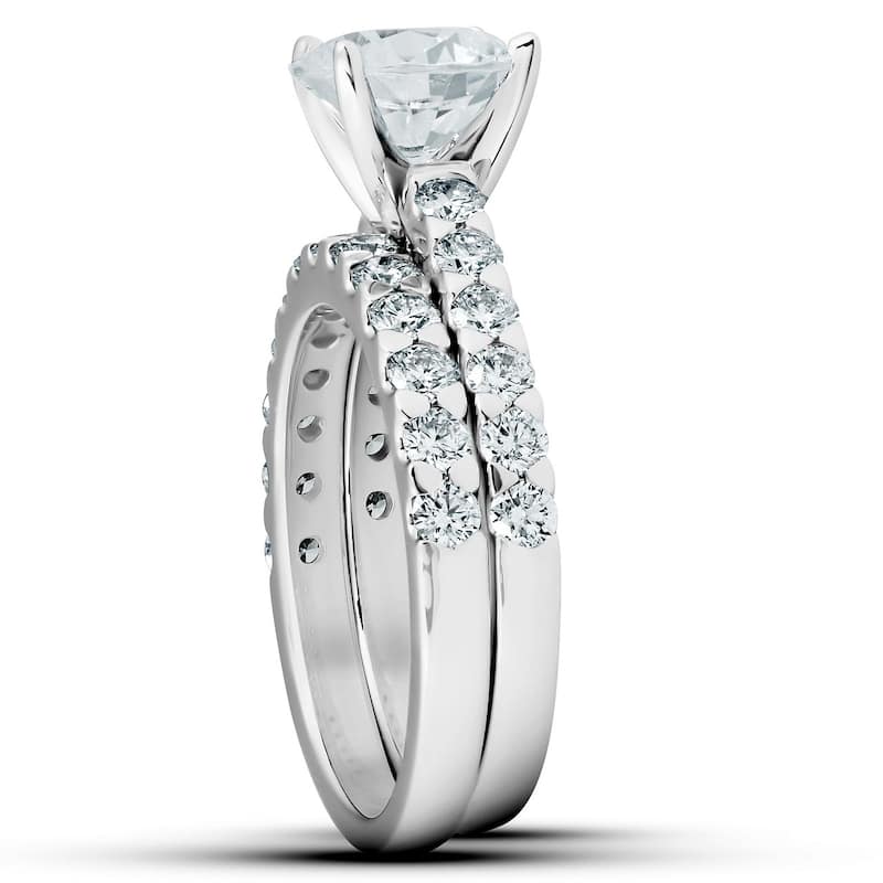 2.27Ct Diamond Engagement Matching Wedding Ring Set White Gold Lab Grown