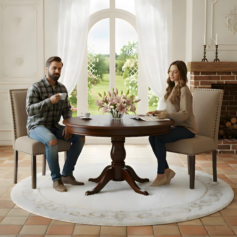 Dining Chairs Upholstered Velvet Nailhead Trim Wood Legs High Back