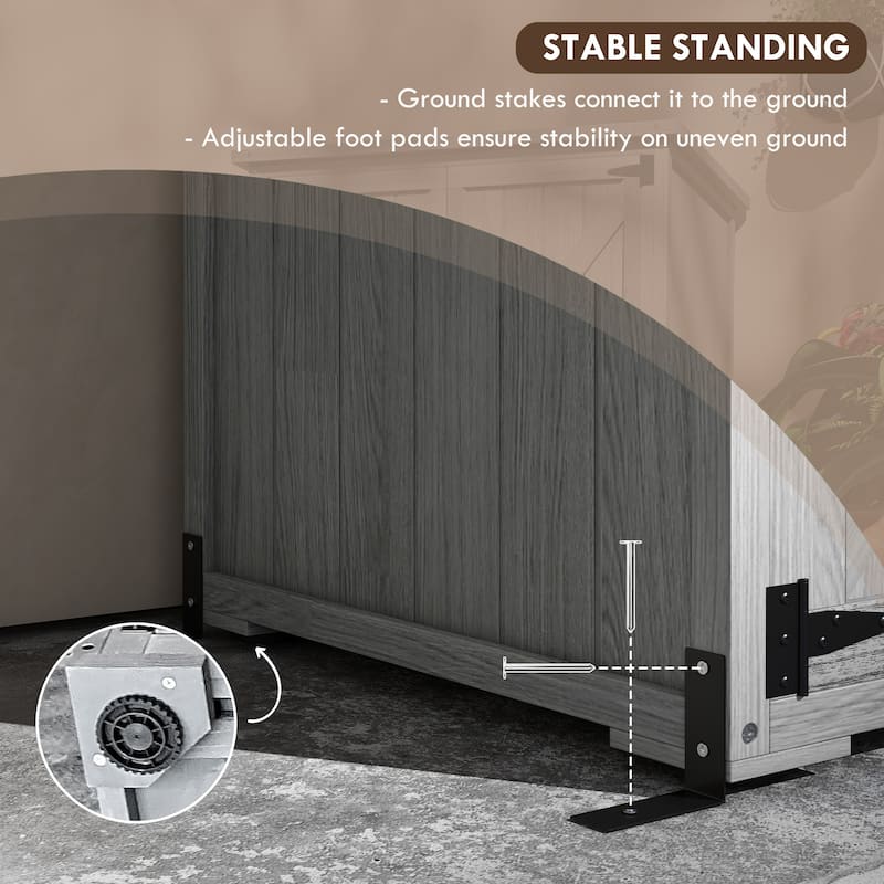 Outsunny Wooden Garden Shed, Outdoor Storage Cabinet with Waterproof Asphalt Roof, Narrow Tool Shed with Shelves