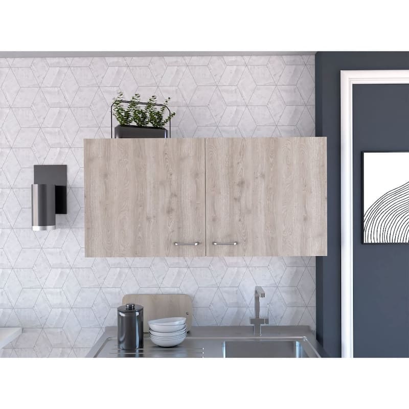 White and Light Grey 2-Door 2-Compartment Wall Cabinet